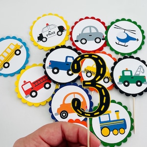 Transportation Cupcake Toppers Truck Party Decor Birthday Party Supplies Car Baby Shower Airplane Birthday Decoration Transportation Party