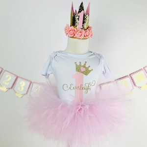 Princess 1st Birthday Outfit Tutu Princess Dress Personalized Princess Dress Cake Smash Outfit Girl First Birthday Shirt Princess Birthday
