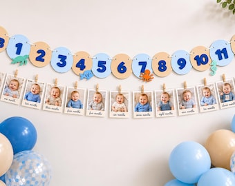 Under the Sea Milestone Banner First Birthday Photo Banner Ocean Birthday Decor