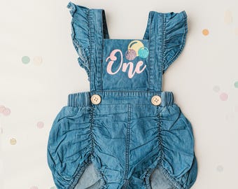 First Birthday Girl Romper Bubbly One Outfit Bubble Theme Cake Smash Baby Outfit