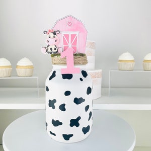 Cow First Birthday Centerpiece For Table Farm Animal Birthday Decoration First Birthday Girl Barnyard Birthday Party  Baby Shower Girl Decor