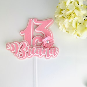 13. Geburtstag Cake Topper Personalisierter Kuchen Topper Party Dekoration Kuchen Topper Mit Blumen Dreizehnter Geburtstag Mädchen Geburtstagsdeko