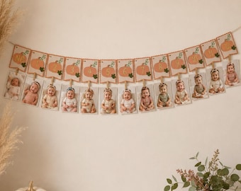Pumpkin Monthly Milestone Banner Baby Photo First Birthday Garland Little Pumpkin Decorations