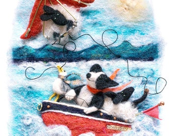 Pack of 4 assorted greetings cards, dogs, golf, sheep, boats, fishing, hang gliding, football, soccer Irish, landscape