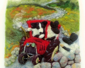 A3 print, printed poster, sheep dog, sheep, Croagh Patrick, tractor, Irish landscape