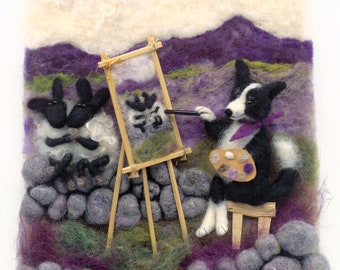 A3 print, printed poster, sheep dog, sheep, Croagh Patrick, artist, easel, paint pallet