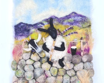 Pack of 4 greetings cards,  Croagh Patrick, Irish landscape, sheep, tin whistle, Irish music, Irish goat, pint of Guinness