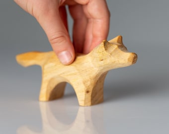 Wooden wolf toy, Organic Waldorf Wooden Toys, Montessory toys, Wooden toy animals, Eco toy animal
