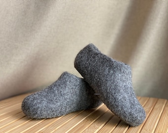 Handmade grey wool slippers,US sizes,  perfect gift toddler, gift for kids slippers, baby slippers, youngster slippers