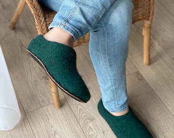 Pantuflas de lana de fieltro hechas a mano: cómodas zapatillas de estar por casa