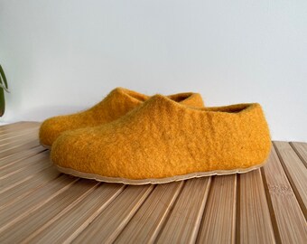 Orange wool slippers for kids ,EU sizes,Levander toddler slippers, perfect handmade gift
