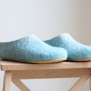Cozy slippers - Light blue blent on grey, slippers, women mules, clogs , Christmas gift for her