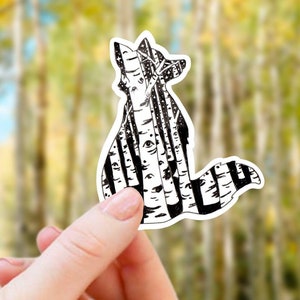 Niedlicher Fuchs Aufkleber, Waldtier, Journaling Aufkleber, Fuchs Liebhaber Geschenk, Natur Laptop Aufkleber, Fuchs Silhouette, Espe, mystischer Fuchs Aufkleber