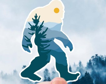 Blue Sasquatch Sticker: Waterproof Car Decal