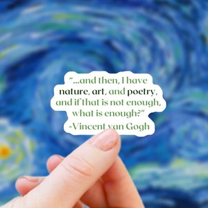 Van Gogh Wald Vinyl Aufkleber für Wasserflasche, Handy, Auto, Wandergeschenk, Poesie Aufkleber, Naturliebhaber, Kunstzitat Aufkleber