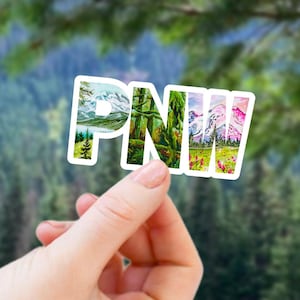 PNW Vinyl Sticker, Pacific Northwest Decal, Waterproof Laptop Sticker