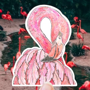 フラミンゴステッカー：防水ビニールデカール、トロピカルサマーパーティーギフト