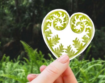 Plant Lady Sticker - Fern Sticker, Leaf Decal, Botanical Greenery Ephemera, Plant Mom, Gardener Gift, Cute Vinyl Heart Sticker, Goblincore