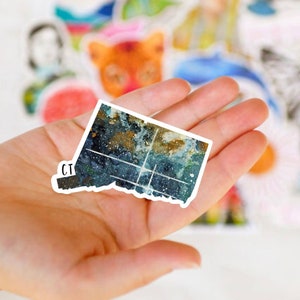 Connecticut State Sticker, Connecticut Decal, Milford Connecticut, Fairfield CT, Water Bottle Sticker, Connecticut Map, Laptop Sticker