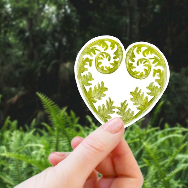 Plant Lady Sticker - Fern Sticker, Leaf Decal, Botanical Greenery Ephemera, Plant Mom, Gardener Gift, Cute Vinyl Heart Sticker, Goblincore