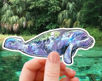 Sticker lamantin, sticker sirène, art de la Floride