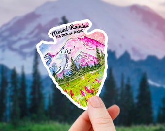 Mt Rainier National Park Sticker: Waterproof Vinyl Decal, PNW Art
