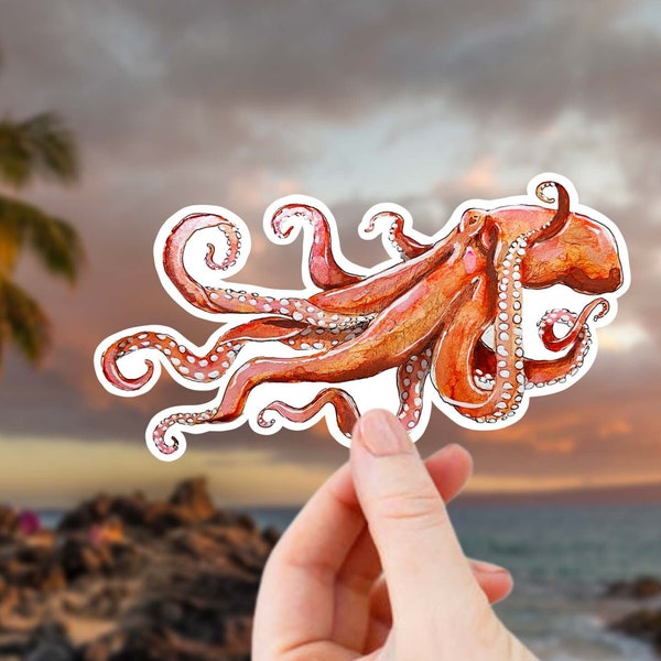 Kraken Sticker - Octopus Sticker, Squid Sticker, Marine Biology Gift, Ocean Art, Sea Creature Sticker for Laptop, Water Bottle