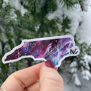 North Carolina Sticker, North Carolina Decal, Vinyl Camper Sticker, Hiking Sticker,  Mountain Sticker, Water Bottle Sticker, 1x1 Sticker