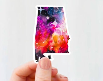 Adesivo da viaggio Alabama Galaxy: decalcomania artistica impermeabile dello stato
