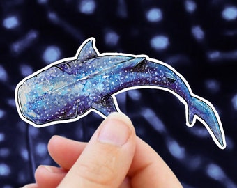 Whale Shark Waterproof Sticker - Shark Marine Biology Gift, Ocean Artwork, Scuba Diving Sticker for Laptop, Phone Case, Water Bottle, Car