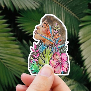Tropischer Vinyl Aufkleber - Florida Aufkleber, Monstera Blatt Aufkleber, Sommer Journal Aufkleber, Wasserflasche Aufkleber, Laptop Aufkleber