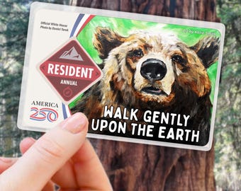 Bear Vinyl Sticker for National Park Pass Sleeve, Conservation Decal