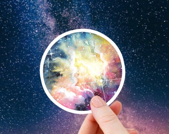 Sticker galaxie arc-en-ciel - ciel nocturne, art de la constellation, nébuleuse, cadeau d'astronomie, sticker cercle espace extra-atmosphérique pour vitre de voiture, ordinateur portable, bouteille d'eau