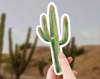 Large Cactus Sticker - Vinyl Waterproof Western Saguaro Cactus Decal, National Park Trip Gift for Camping, Hiking, Biking, Desert Theme
