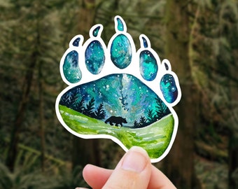 Grizzly Bear Paw Vinyl Nature Sticker -  Mountain Tree Sticker, Spirit Animal Sticker, Outdoors Sticker for Hydro Flask, Laptop, Car