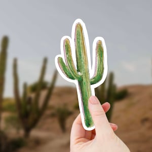 Adesivo de cacto grande - decalque de cacto Western Saguaro à prova d'água de vinil, presente de viagem ao parque nacional para camping, caminhada, ciclismo, tema deserto