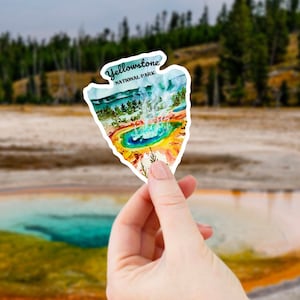 Adesivo do Parque Nacional de Yellowstone, decalque à prova d'água para RV, carro, laptop, garrafa de água, adesivo de para-choque de viagem para RV, Jackson Hole Wyoming