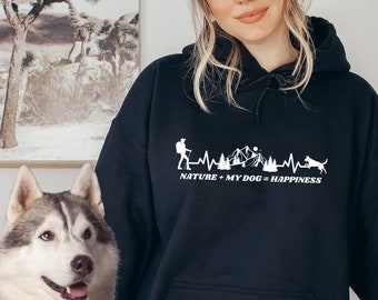 Hiking Dog Hoodie, Puppy Lover Gift, Nature Dog Shirt, Crewneck Sweatshirt, Pet Lover Sweater, Dog Dad, Dog Mom Tee, Mountain Dog