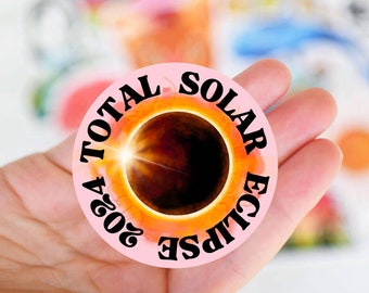 2024 Total Solar Eclipse Sticker, Path Of Totality, Eclipse Souvenir, April 8Th 2024, Total Eclipse Decal, Eclipse Event, Pink Solar Eclipse