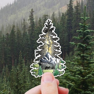 Adesivo per albero, adesivo per escursionismo per borraccia, adesivo per laptop all'aperto, adesivo per avventure, adesivi per montagna, adesivo per campeggio, Gorpcore