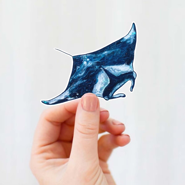 Manta Ray Sticker - Marine Biology Gift, Stingray Stickers, Scuba Diving Sticker for Laptop, Phone Case, Water Bottle, Car