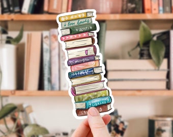 Book Stack Sticker: Waterproof Vinyl Decal for Kindle, Laptop, Water Bottle