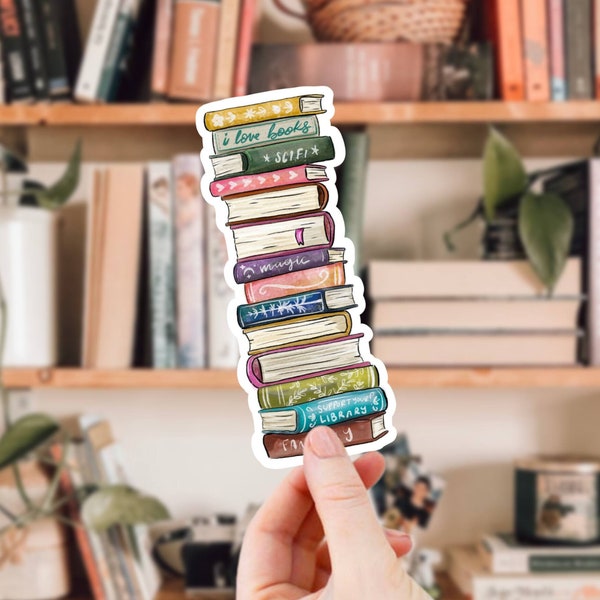 Book Stack Sticker, Book Lover, Book Club, Bookish Stickers for Water Bottle, Kindle Stickers, Kindle Addict, Library Sticker, Teacher Gift