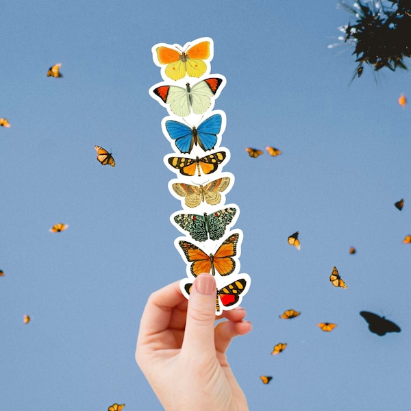 Extra Tall Butterflies Sticker - Colorful Butterfly Lover Gift, Insect Sticker, Monarch Butterfly, Group of Butterflies, Vinyl Decal