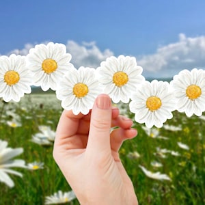 Stickers marguerites blanches extra larges - Stickers rétro, sticker marguerites pour voiture, autocollant esthétique en vinyle pour ordinateur portable, bouteille d'eau, guirlande de guirlandes