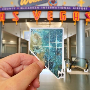 Adesivo Nevada, regalo di Natale con decalcomania Nevada, viaggio tra ragazze a Las Vegas, adesivo Vegas, mappa del Nevada, adesivo in vinile per bottiglia d'acqua, viaggio per addio al nubilato