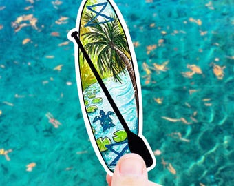 Stand Up Paddle Board Sticker - SUP Paddling Waterproof Vinyl Decal, Florida Springs Art
