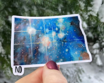 North Dakota Sticker: Galaxy Travel Decal, Laptop, Water Bottle