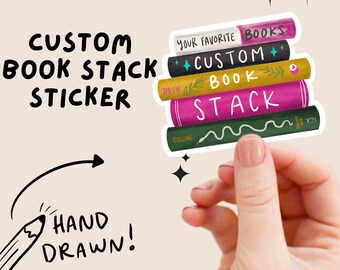 Custom Book Stack Sticker, Bookish Vibes, Book Lover, Book Club Stickers for Water Bottle, Kindle Stickers, Kindle Addict, Teacher Gift