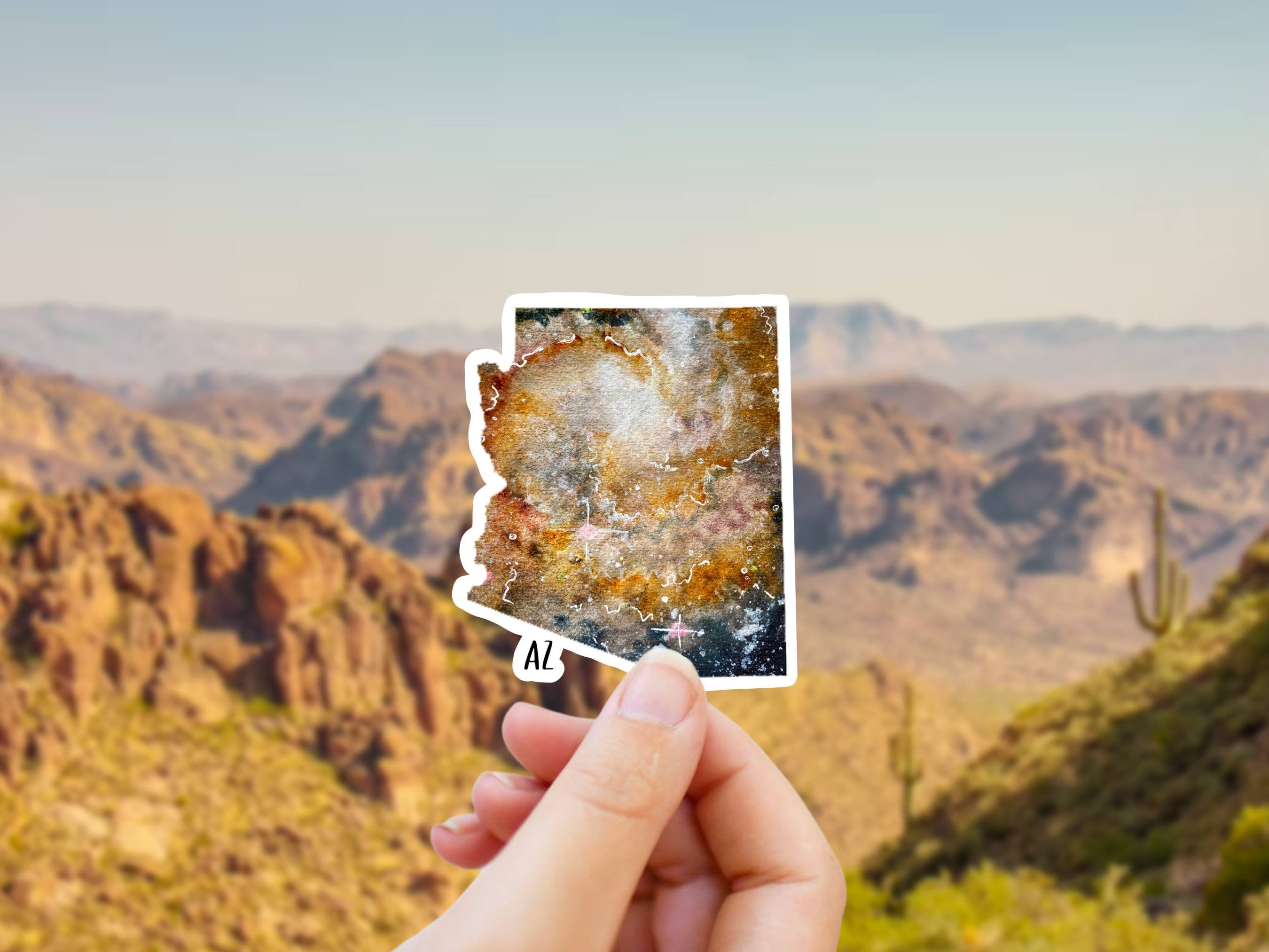 Arizona State Cactus Sticker - 5 Pack White Decals For Tumblers, Tablets & Cars - I Love AZ